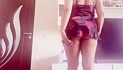 Blonde babe teases big tits in sexy dress for solo pussy fingering?