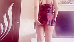 Blonde babe teases big tits in sexy dress for solo pussy fingering?