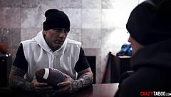 big tits milf gives a hardcore tit job and blowjob to a young athlete with monster cock