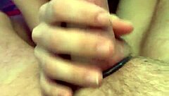 Sexy amateur gives handy handjob to monster big cock in close up