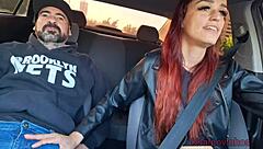 Safada driver catches passenger masturbating in car with public handjob action