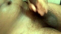 giving massage to my strong long dick with creampie close up