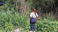 Big Boob Latina Flashes Tits And Ass Outdoors