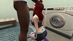 Thugs team up to double penetrate a fiery redhead in intense group action