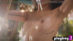 Beautiful small tits milf Leighla Habib strips naked exposing amazing all natural body in lingerie