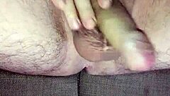 oh wow, i'm jerking off my uncircumcised cock until i cum hard and swallow it all