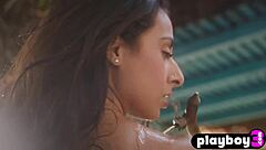 Beautiful small tits milf Leighla Habib strips naked exposing amazing all natural body in lingerie