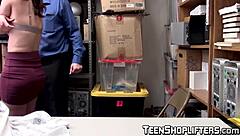 Naughty young 18+ shoplifter gets ass punished by security guard