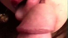 Italian wife and husband share an intriguing homemade blowjob on webcam with natural tits exposed