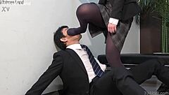 Japanese Office Lady Delivers Cfnm Footjob And Facesitting To Submissive Slave