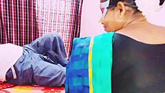 Indian Aunty and Wife Give Dirty Talk Threesome Blowjob to Husband