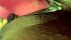 Curvy ebony babe toys her squirting pussy with vibrator until intense orgasm hits.