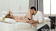 intriguing tight pussy action with sloppy blowjob and rough fucking from young babe