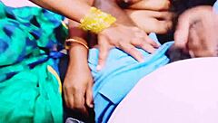 Indian Aunty and Wife Give Dirty Talk Threesome Blowjob to Husband