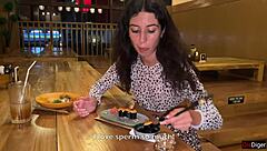 I, uh, I cum on this girl's face in a public sushi bar and she just eats the rolls with cum all over her face like it's no big deal - cumwalk