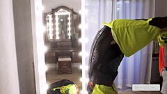 Whoa, check out this hot sex with a horny masked teen 18+ riding passionately on a motorcycle, taking it in ass and swallowing cum!