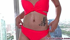 Why Does This Bootylicious Trans Babe Tease Her Ass With A Massive Dildo Until Cumshot?