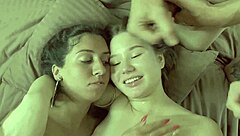 Two girls got fucked hard by three guys in a wild gangbang orgy with big tits and asses