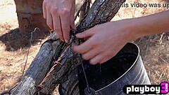 oh wow look at this stunning blonde milf jennifer love stripping outdoors showing petite ass natural tits and lingerie in a solo tease