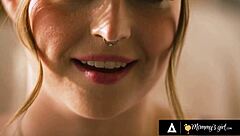 Femdom milf Penny Barber passionately dominates bound submissive Codi Vore with squirting during intense hike.