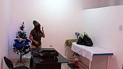 the nurse is caught in the hospital decorating the doctors office and getting super sexy and hot