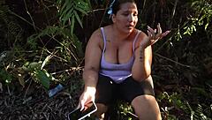 Sexy Latina With Huge Tits Gives Outdoor Blowjob To Stranger On Roadside In Public Forest Encounter