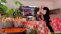 innocent liz jordan rides that big cock wildly in fishnets