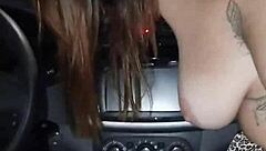 is that young married woman really sucking off the app driver in his car for cum on her tits?