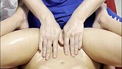 Get ready for pretty pink pussy getting tantric massage then ROUGH sex with Aria Sloane!