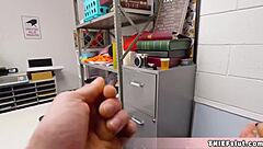 pretty freckled blonde shoplifter faces consequences from angry mall cop in intense encounter