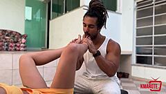 I feel so aroused as this latina uses her feet for a hot footjob leaving me covered in cum