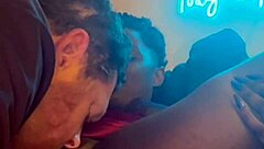 Amateur ebony gets pussy licked then fucked in homemade contrast