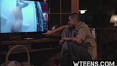 Petite Blonde Gagging on Cock in Haunted Bathroom Shower