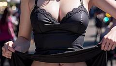 blonde and brunette japanese girls reveal panties under skirt in upskirt tease