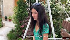 So this hottie lost the game and ended up walking with cum on her face outdoors