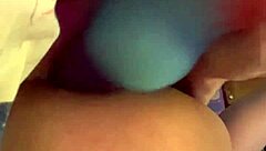 Kinky anal fuck with knotted colorful dildo