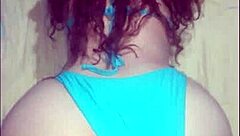 Big ass latina housewife bent over in tiny blue bikini for doggystyle fucking