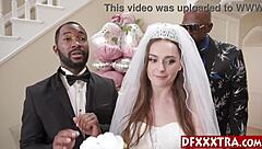 Hey, check out this sexy teen bride banging her husband's black friends as a wild wedding gift!