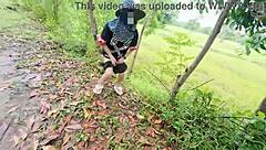 Seductive Thai Babe Walking Solo in Nature Garden Showing Pussy in Cosplay Outdoors