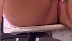 I got this video a girl sent me she films her hairy wet pussy upskirt on bench no panties