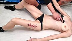 Playing With Busty Babe's Big Tits And Nipples