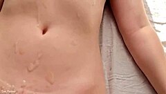 quick intense real couple sex with hairy girlfriend and cum on small tits