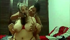 Two curvy Colombian lesbians dive into intense foreplay humping big natural tits and asses together