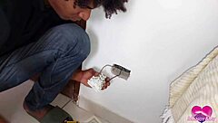 Electric handyman shocks with huge squirting anal creampie surprise!