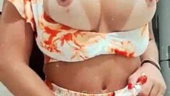 latina teases with big pussy lips and juicy tits in homemade clip