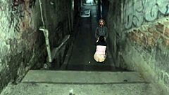 Curvy Brazilian trans tempts with dirty outdoor ass shaking but ends up spanked rough by tattooed stud in public