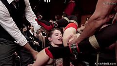 lesbians dive into rimming and rough fucking in wild bdsm orgy with bondage and gagging