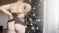 Pussy lips and natural big tits bouncing in solo masturbation session