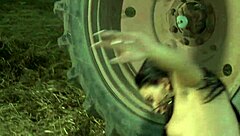 honey demon takes monster cock anal in cowgirl and doggystyle among hay bales with creampie