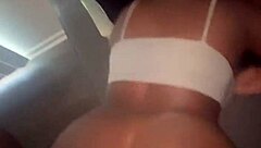 Sneaky living room sex with big ass amateur shaking and taking monster cock in pussy